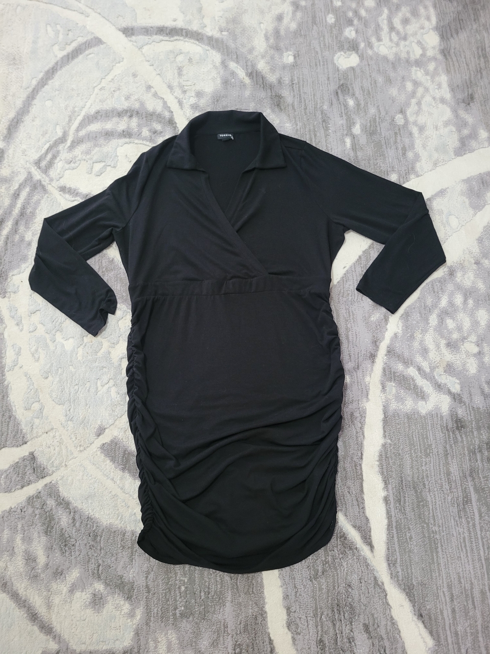 Torrid Black Ruched Wrap-Style Women Midi Dress Size 2XL